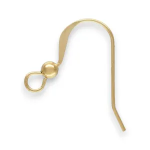 🆕🔗 Earhook / Shepherd Hook (Flat with Bead) in 14ct Yellow Gold Filled | Pair 💍💍