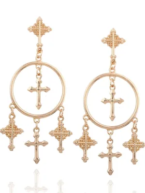 1 Pair Drop Earrings For Street Date Alloy Classic Cross for Women