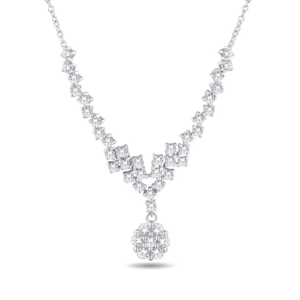 10KT White Gold 1.00 Carat Flower Endless Necklace