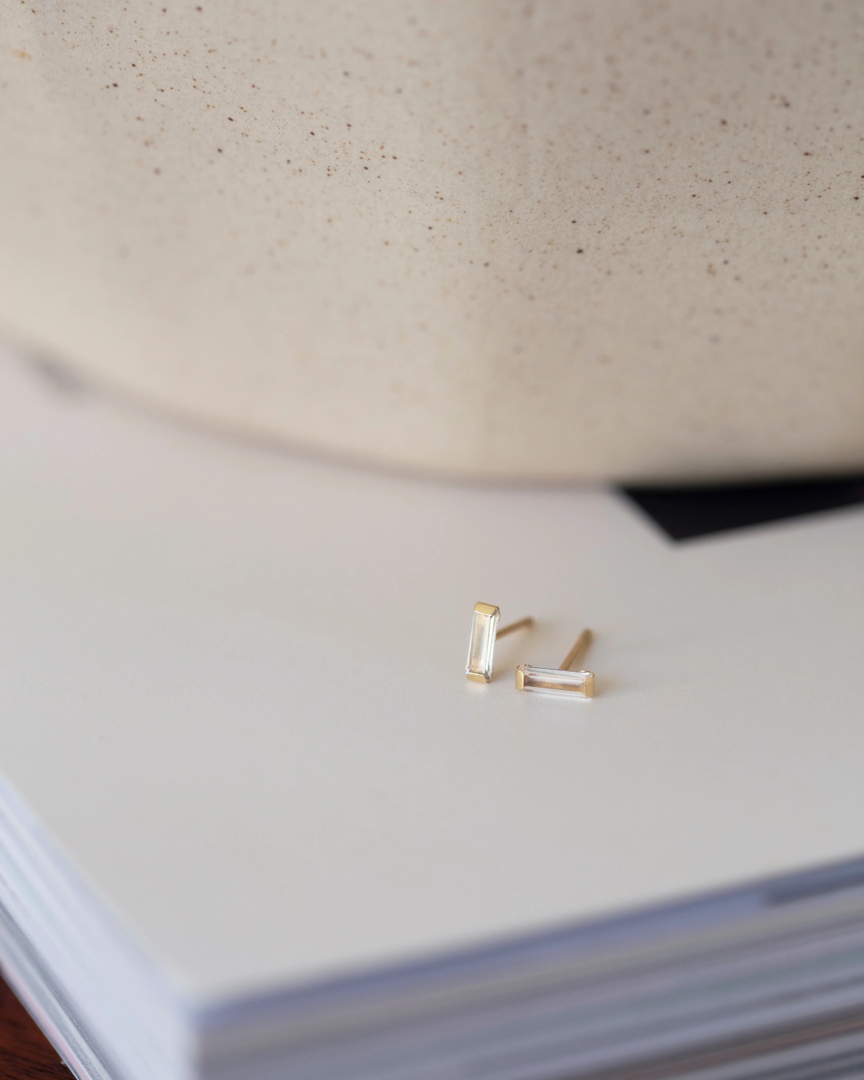 14k CZ Diamond Baguette Earrings