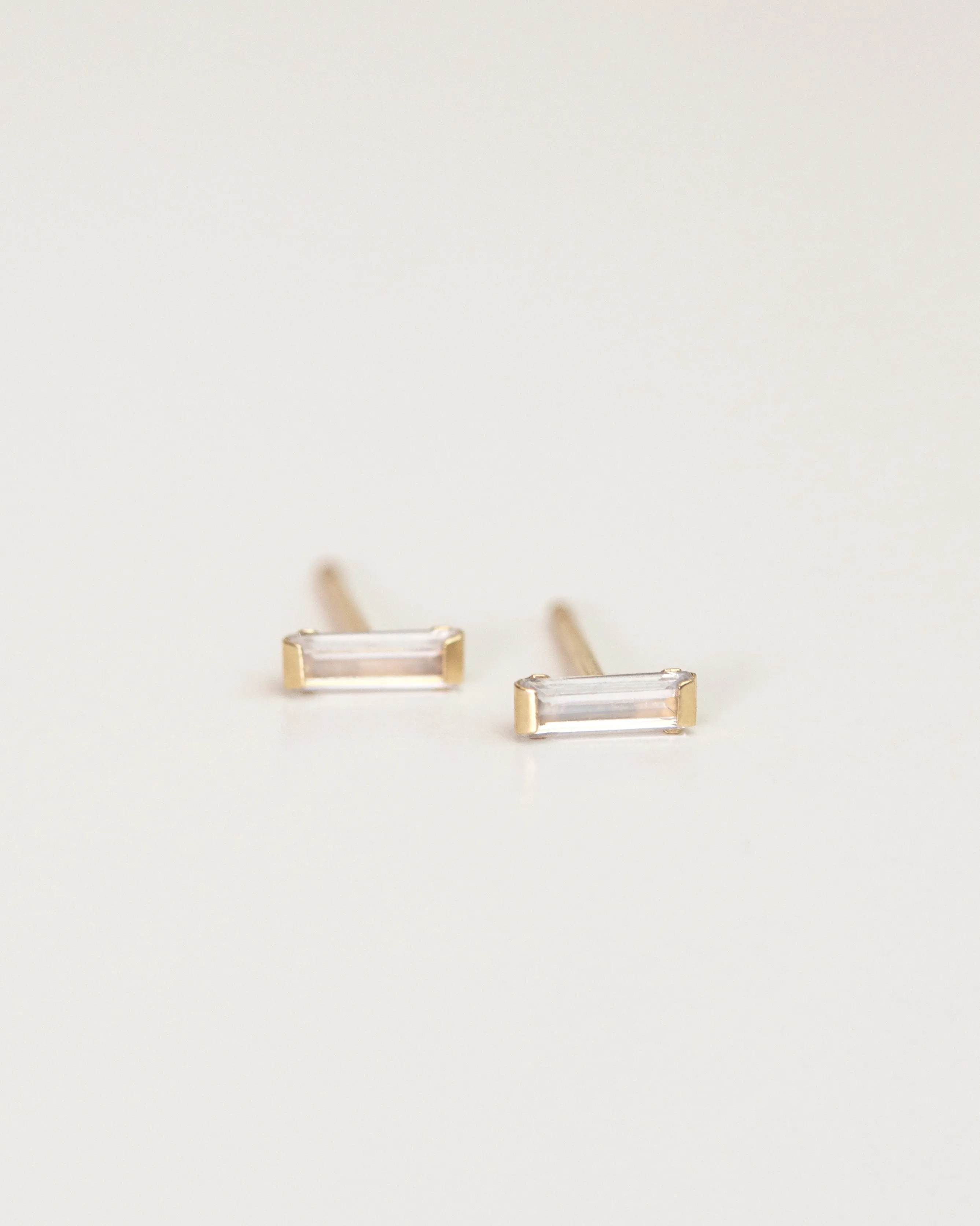14k CZ Diamond Baguette Earrings