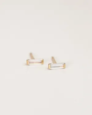 14k CZ Diamond Baguette Earrings