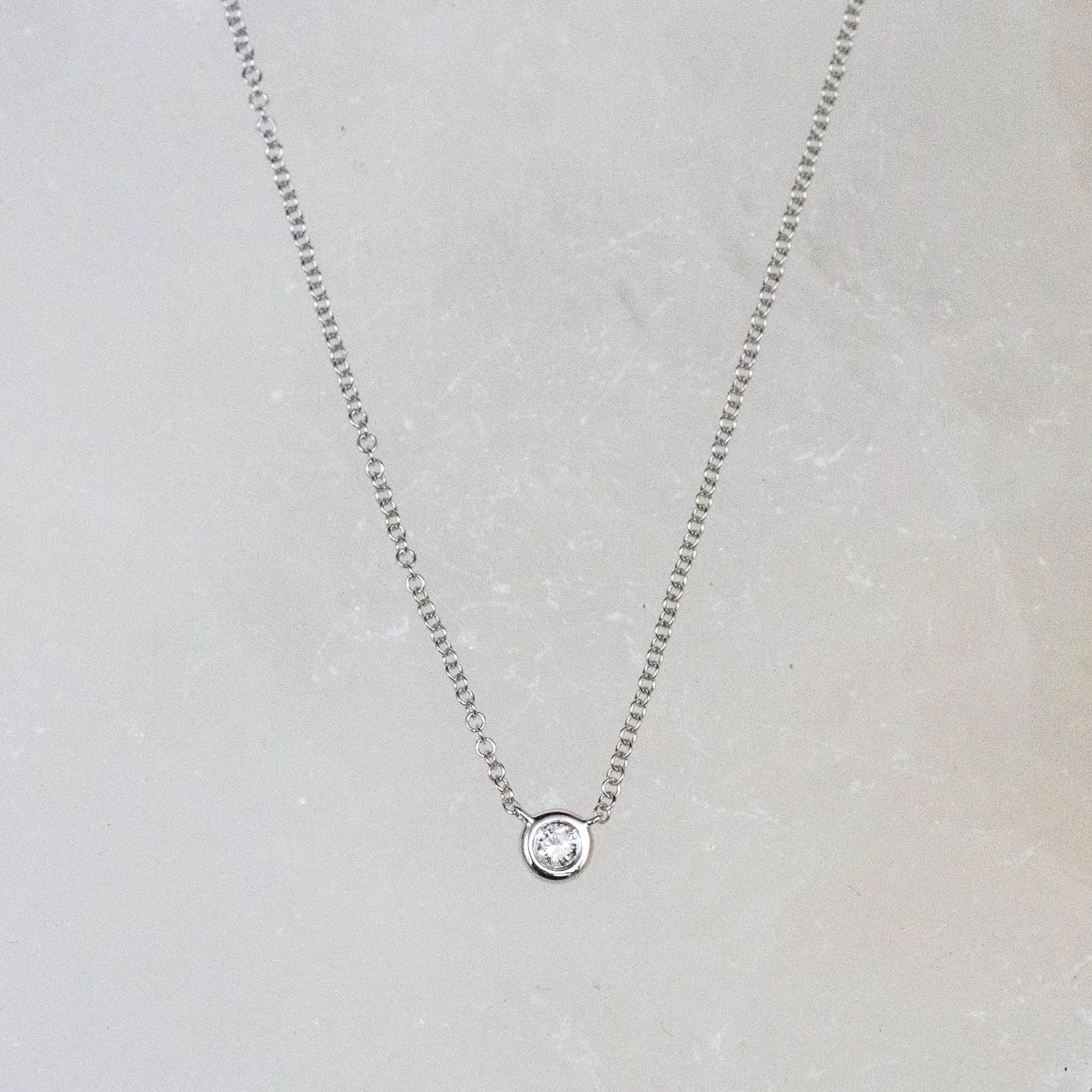 14K Single Diamond Choker Necklace