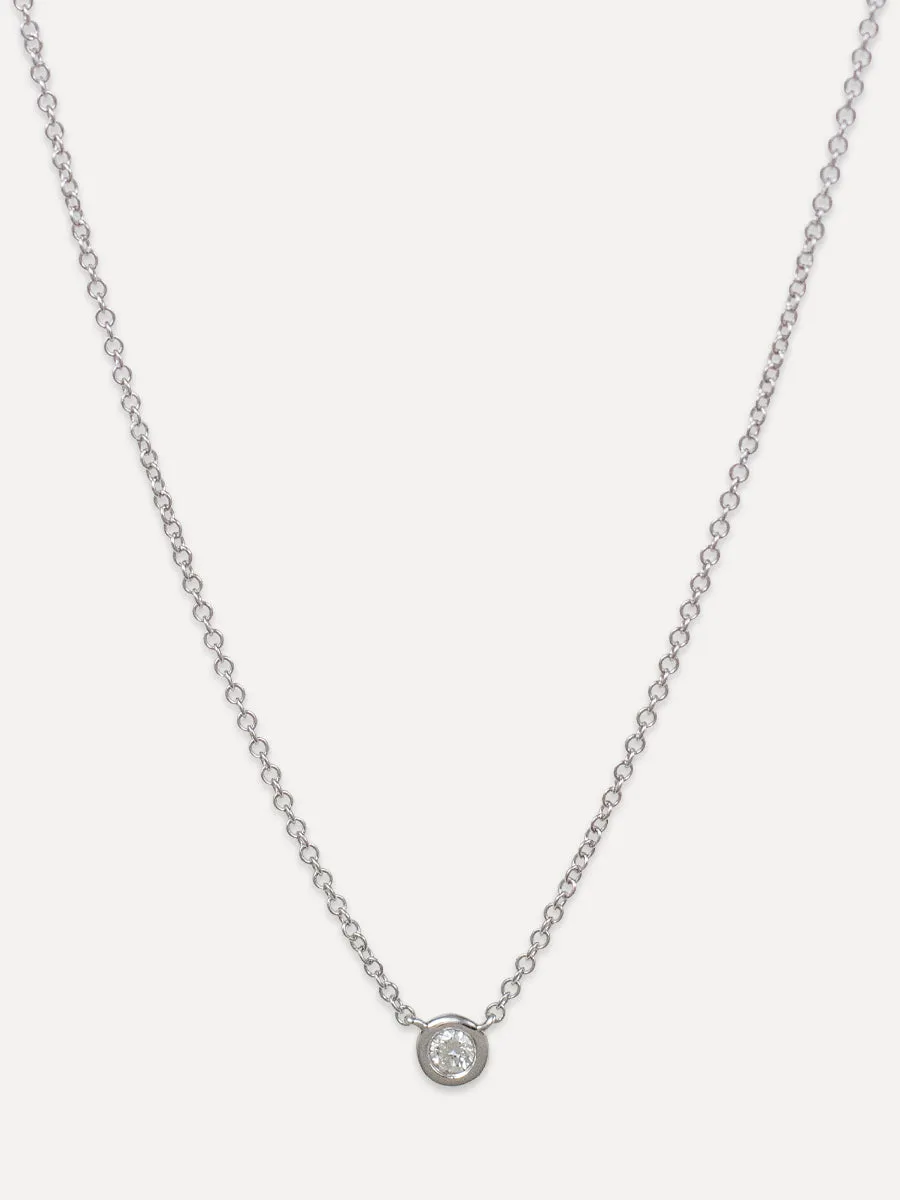 14K Single Diamond Choker Necklace
