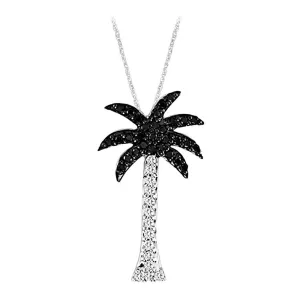 14K White Gold 1/10 Ct.Tw. Diamond Palm Tree Pendant