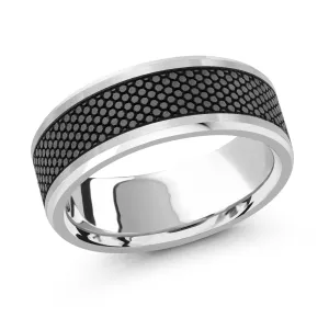 14K White Gold Ring from the Noir Collection by Malo - MRDA-044-8W