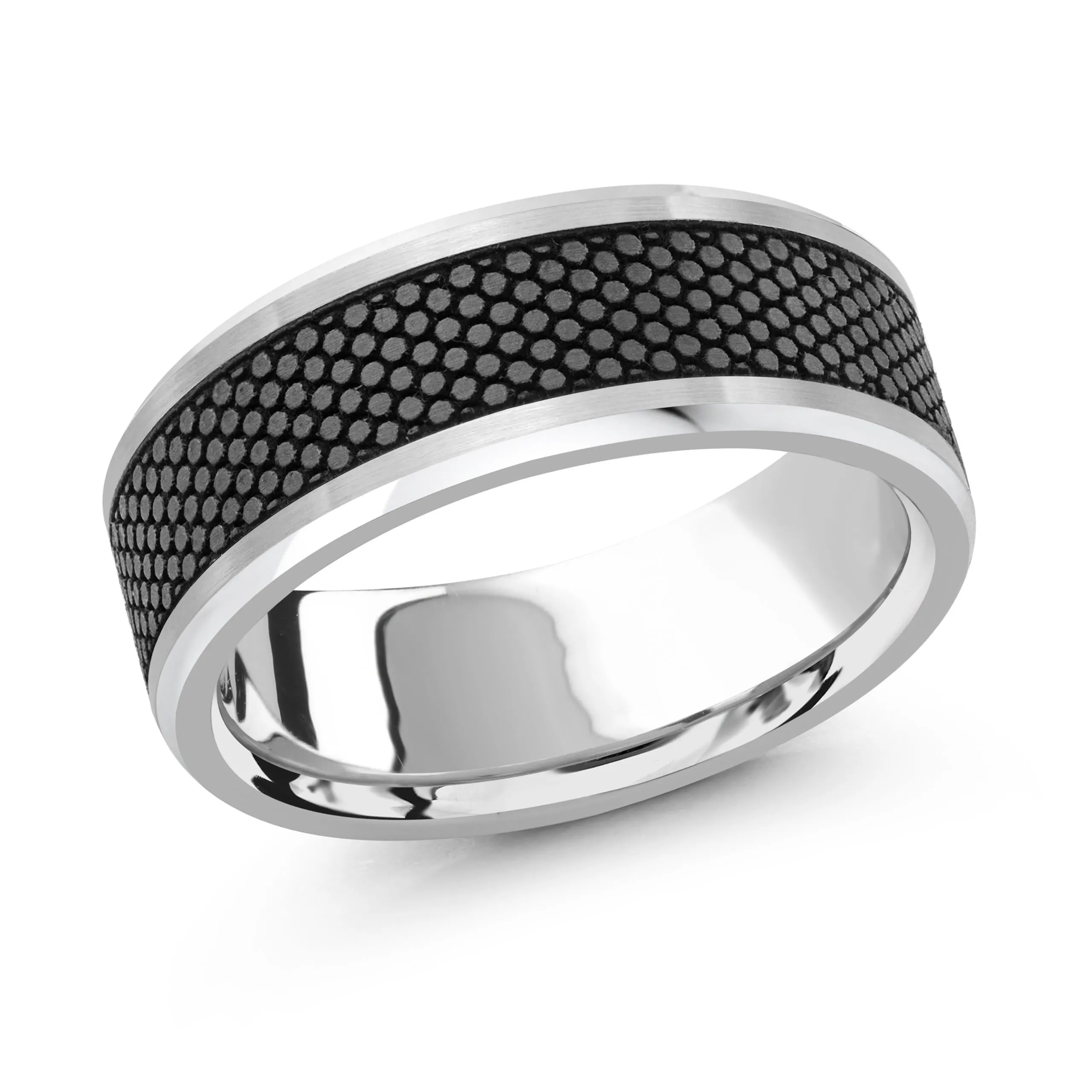 14K White Gold Ring from the Noir Collection by Malo - MRDA-044-8W