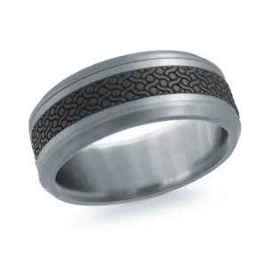 14K White Gold with Carbon Fiber Ring from the Tantalum Collection by Malo - MRDTC-013-8WB