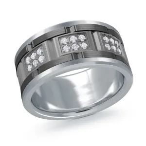 14K White Gold with Carbon Fiber Ring from the Tantalum Collection by Malo - MRDTN-055-11WBD
