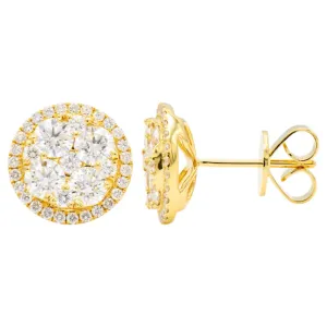 18k Diamond Cluster Stud Earrings