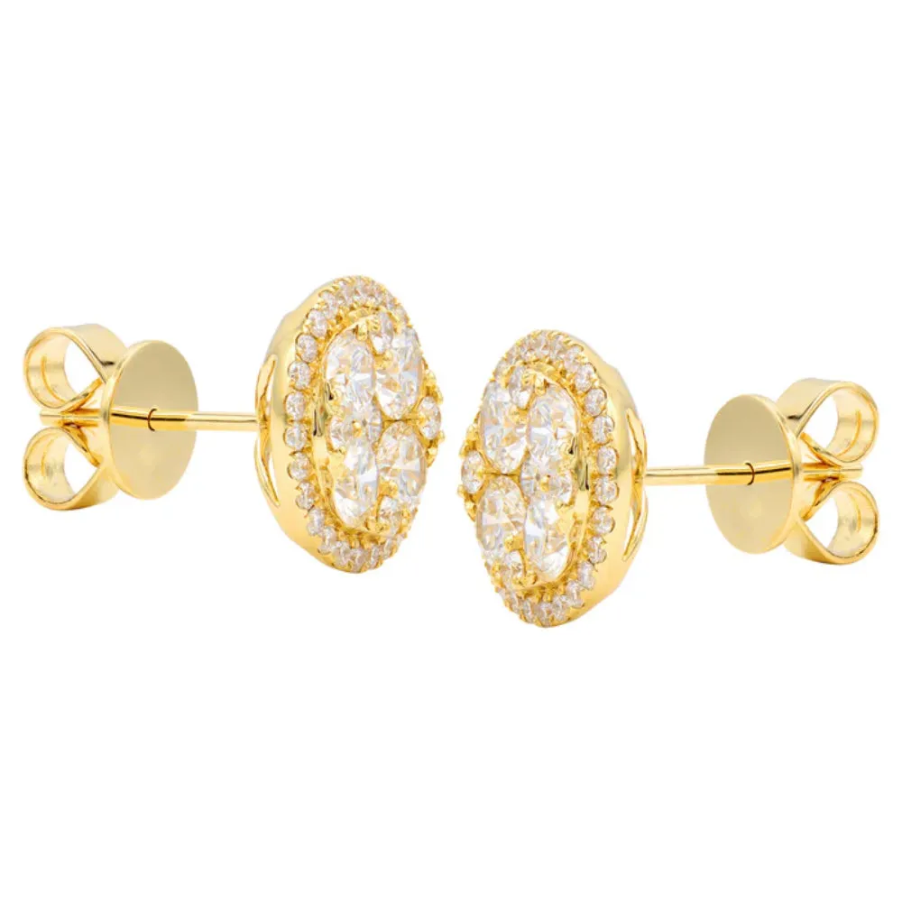 18k Diamond Cluster Stud Earrings