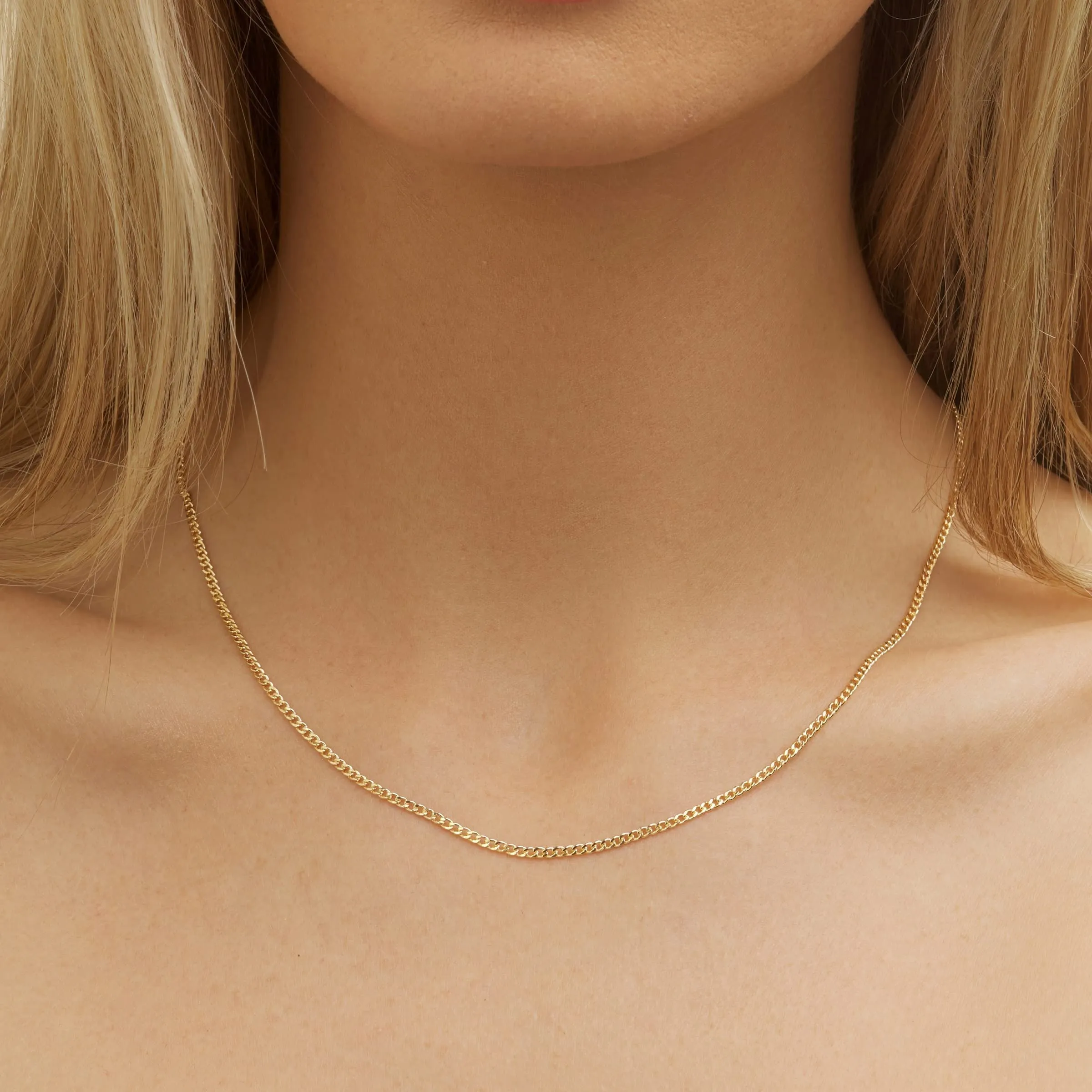 18K Gold Plated 2mm Cuban Link Necklace