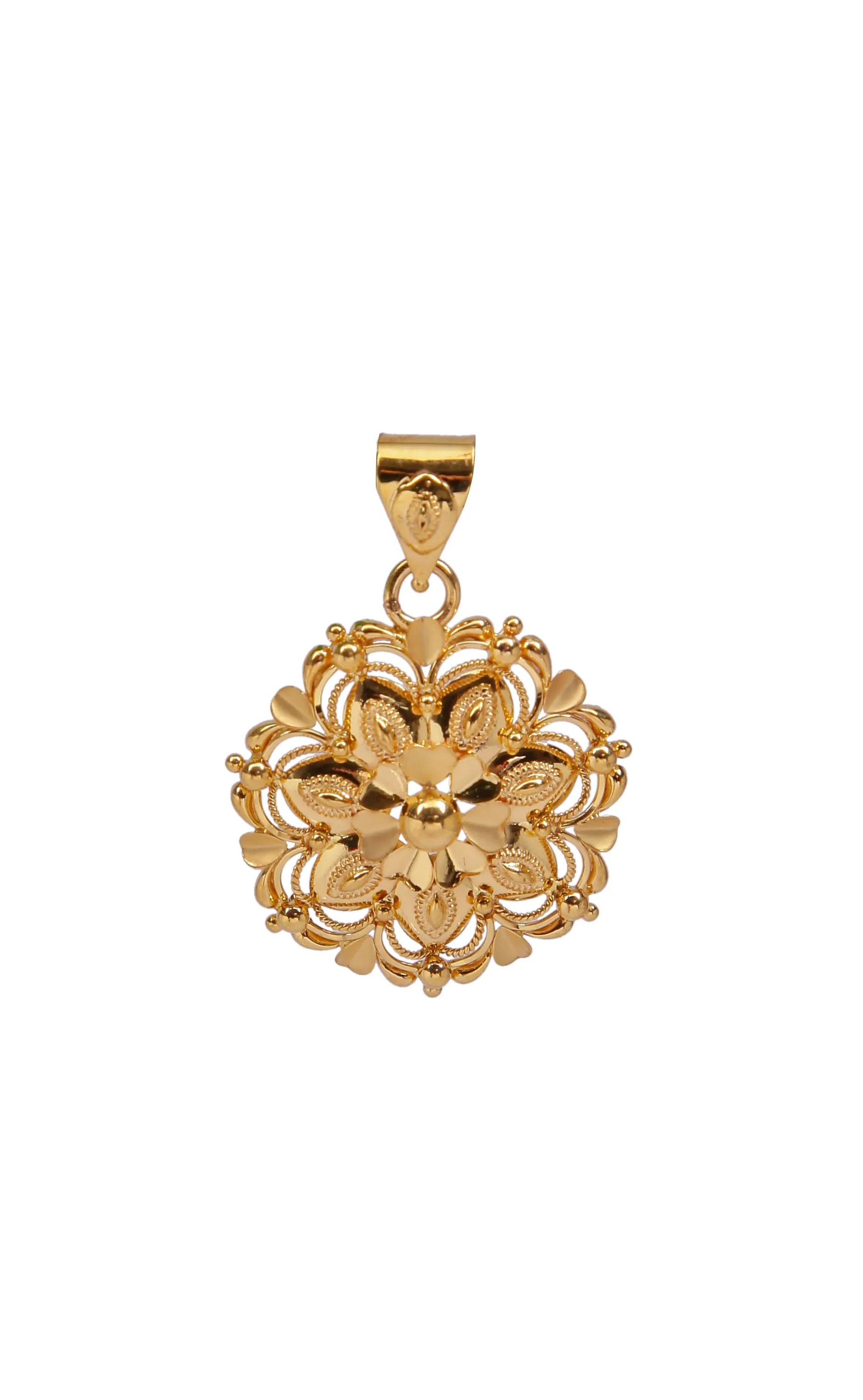 22 KT Gold Flower Pendant Set (D137)