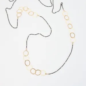 36" Mixed Chain of Gold Filled Loops & Sterling Gunmetal