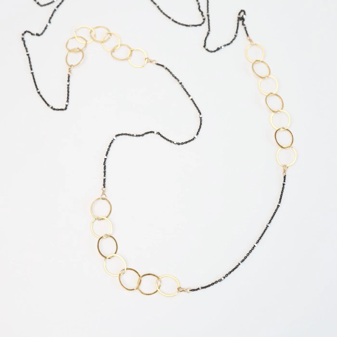 36" Mixed Chain of Gold Filled Loops & Sterling Gunmetal