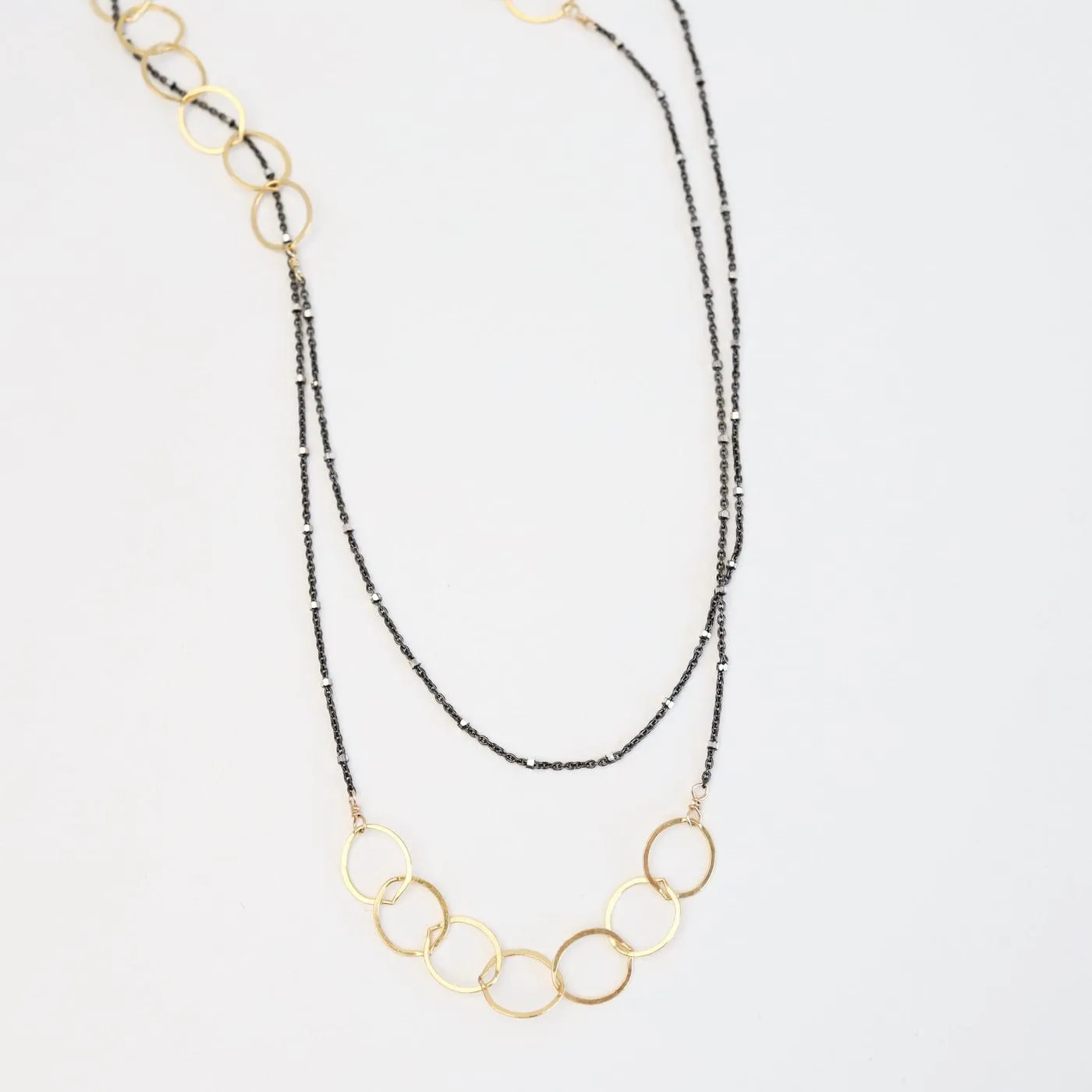 36" Mixed Chain of Gold Filled Loops & Sterling Gunmetal