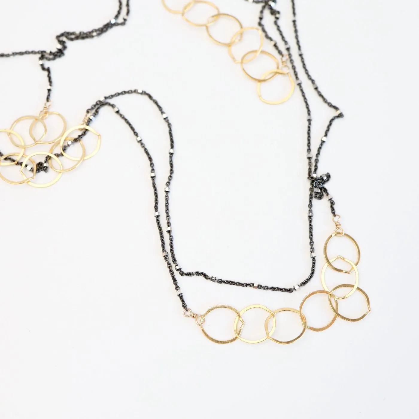 36" Mixed Chain of Gold Filled Loops & Sterling Gunmetal