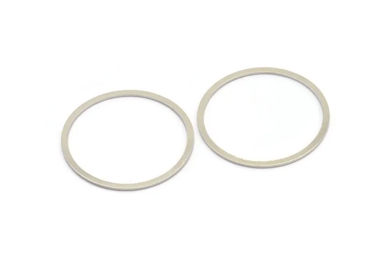 40mm Circle Connector, 6 Silver Tone Brass Circle Connectors (40x2x1mm) BS 1326