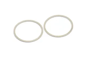 40mm Circle Connector, 6 Silver Tone Brass Circle Connectors (40x2x1mm) BS 1326