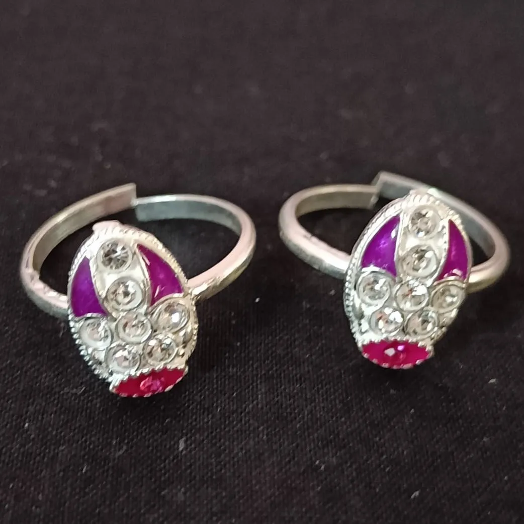 925 Silver Adjustable Toe Rings Pair (Design 115)