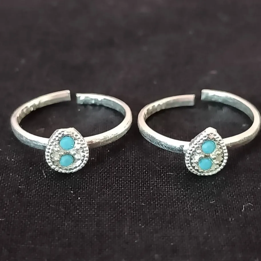 925 Silver Adjustable Toe Rings Pair (Design 116)