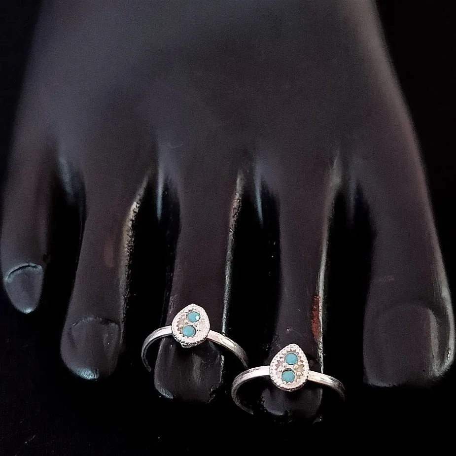 925 Silver Adjustable Toe Rings Pair (Design 116)