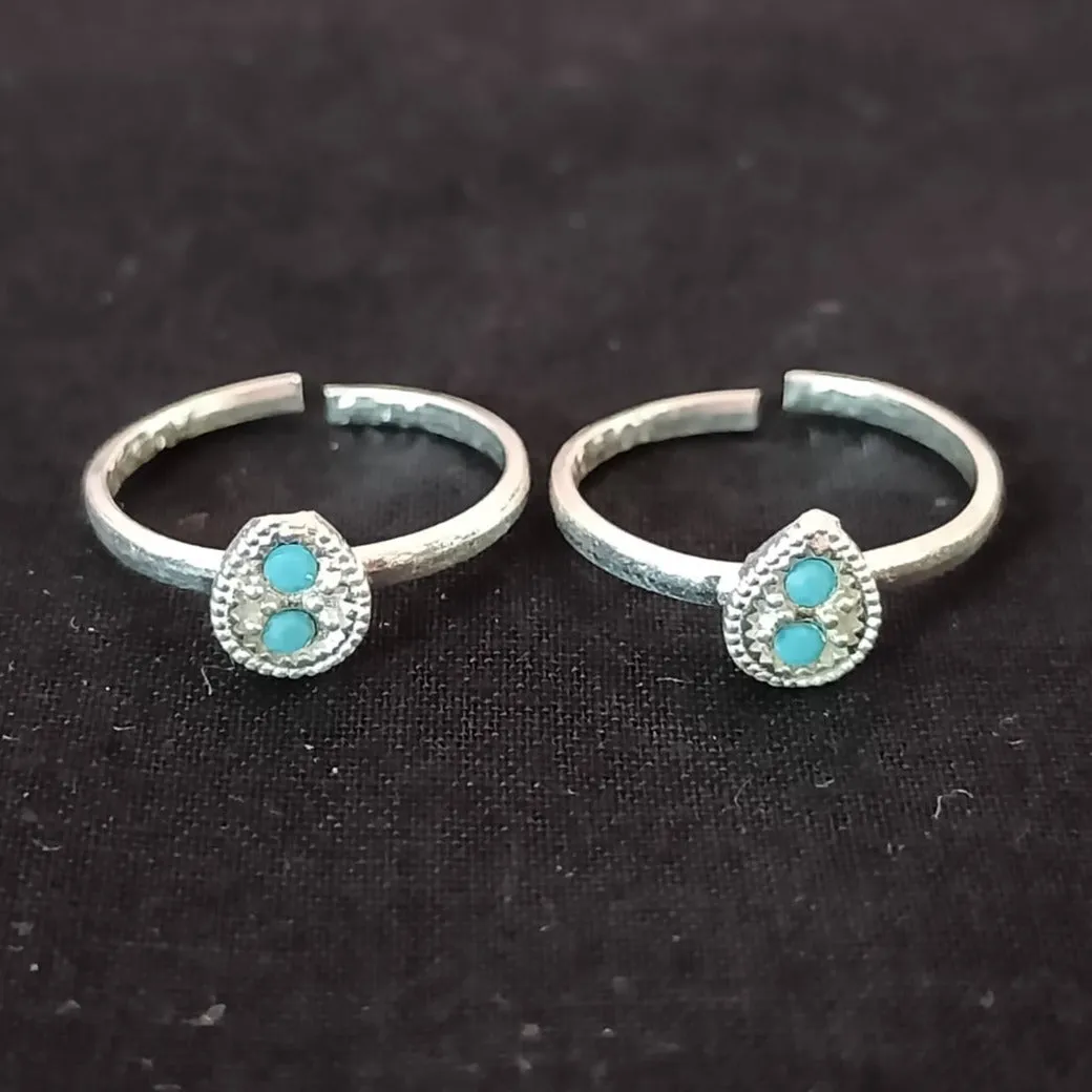 925 Silver Adjustable Toe Rings Pair (Design 116)