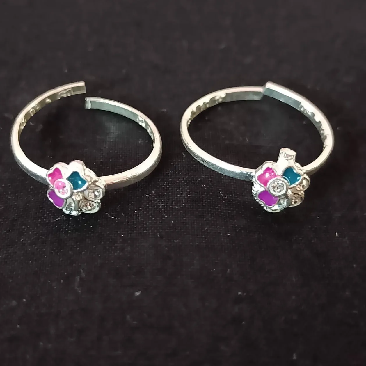925 Silver Adjustable Toe Rings Pair (Design 118)