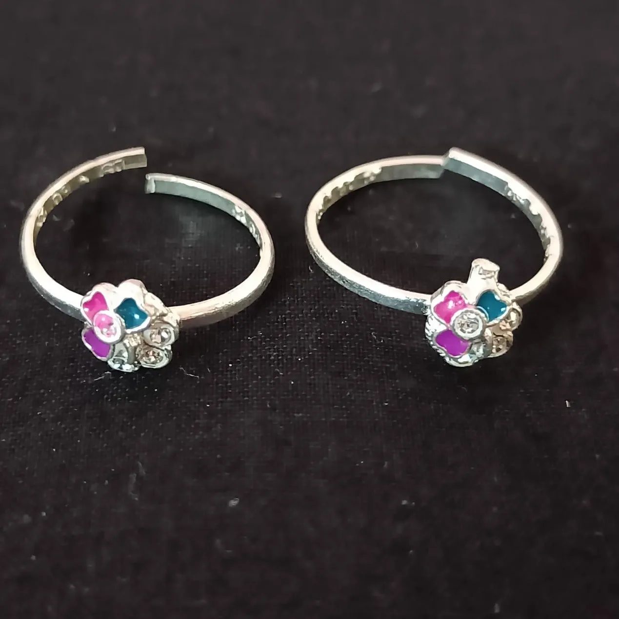 925 Silver Adjustable Toe Rings Pair (Design 118)