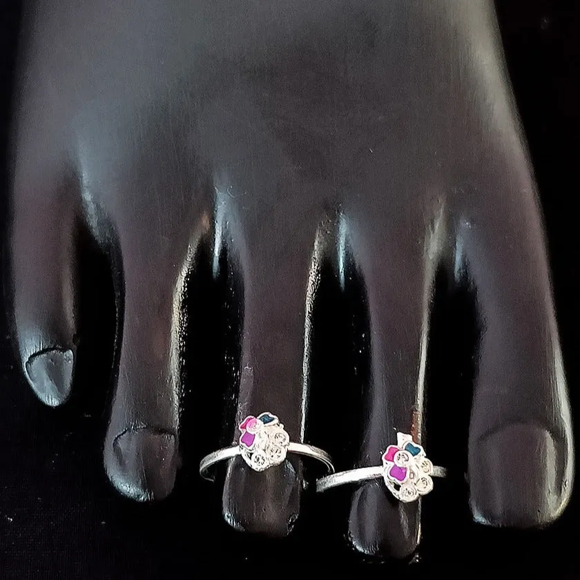 925 Silver Adjustable Toe Rings Pair (Design 118)