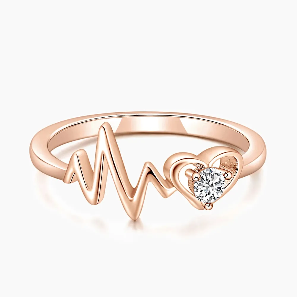 925 Sterling Silver Heartbeat Ring