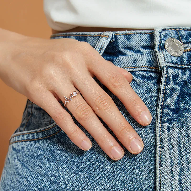 925 Sterling Silver Heartbeat Ring