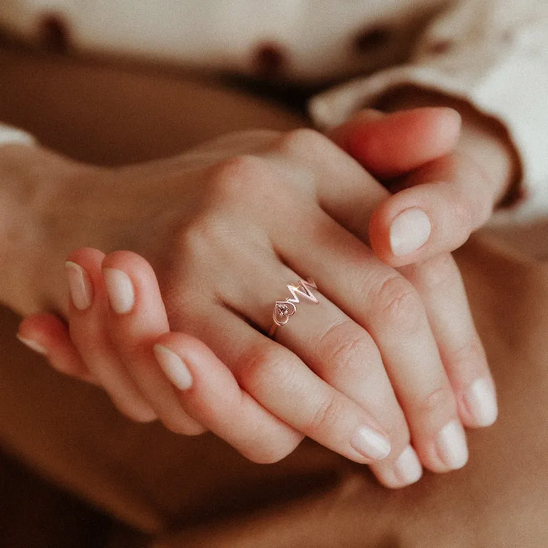 925 Sterling Silver Heartbeat Ring