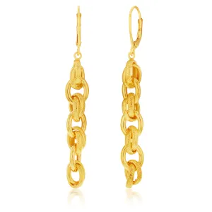 9ct Silverfilled Yellow Gold Link Drop Earrings