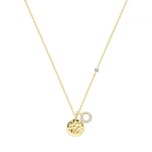 9ct Yellow Gold Round Disc & Cz Circle Necklet NK384