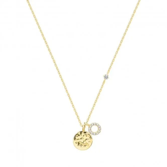 9ct Yellow Gold Round Disc & Cz Circle Necklet NK384