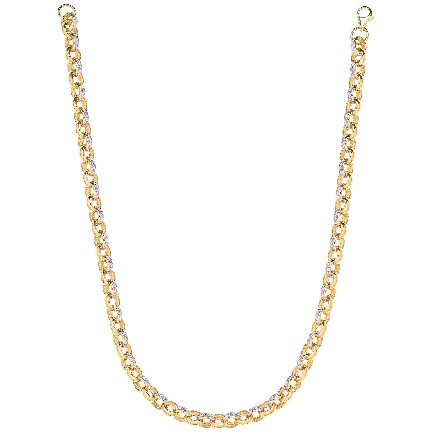 9ct Yellow Gold Solid 10.0mm 30 Inch CZ Belcher Necklace 115.0g