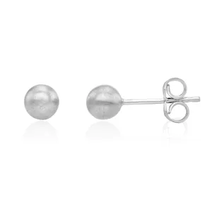 9K White Gold 5mm Satin Ball Stud Earrings