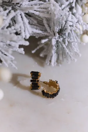 All I Want For Christmas Hoop Earrings - Black