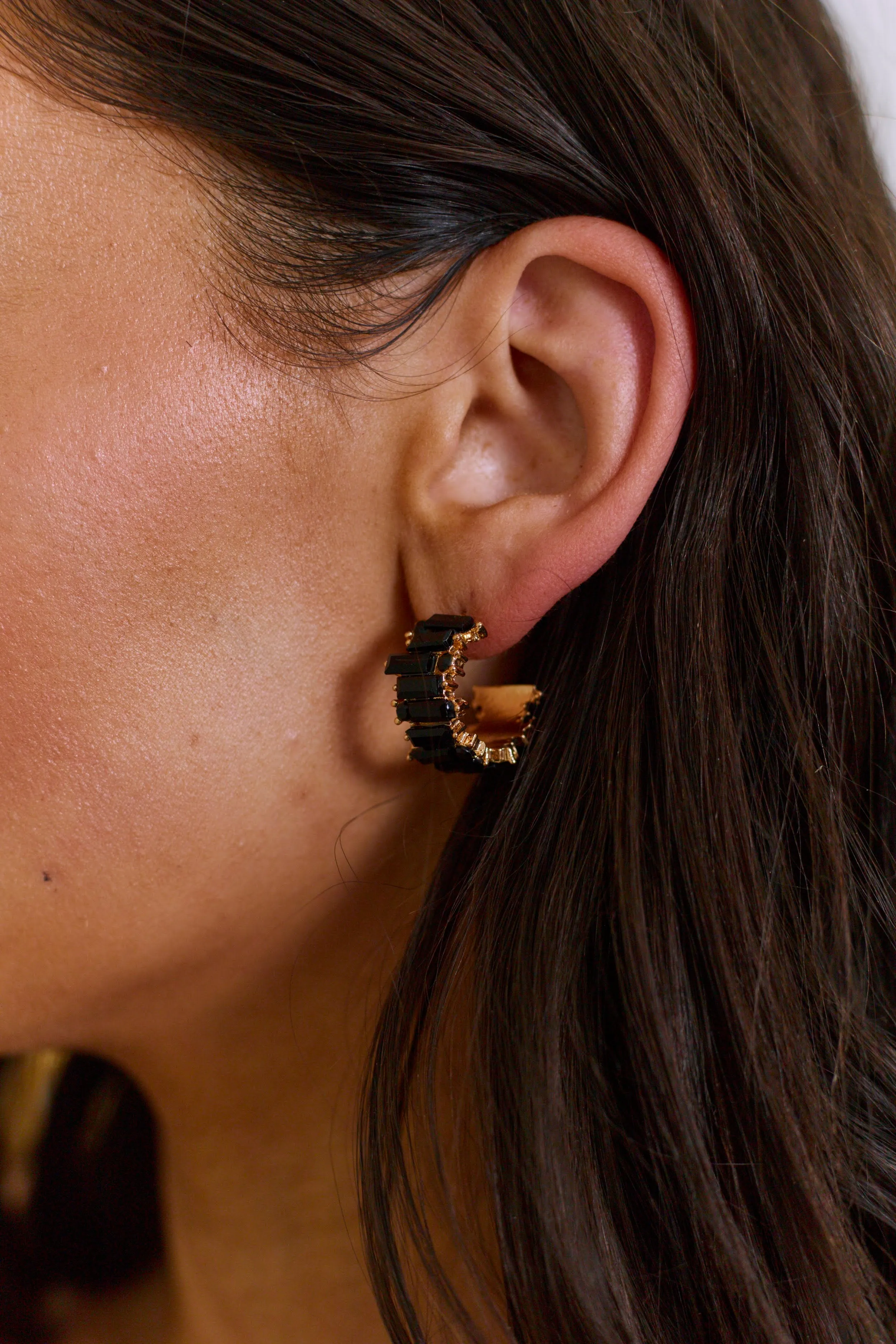All I Want For Christmas Hoop Earrings - Black