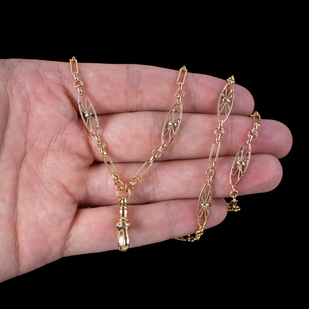 Antique Victorian French Guard Chain Silver 18ct Gold Gilt