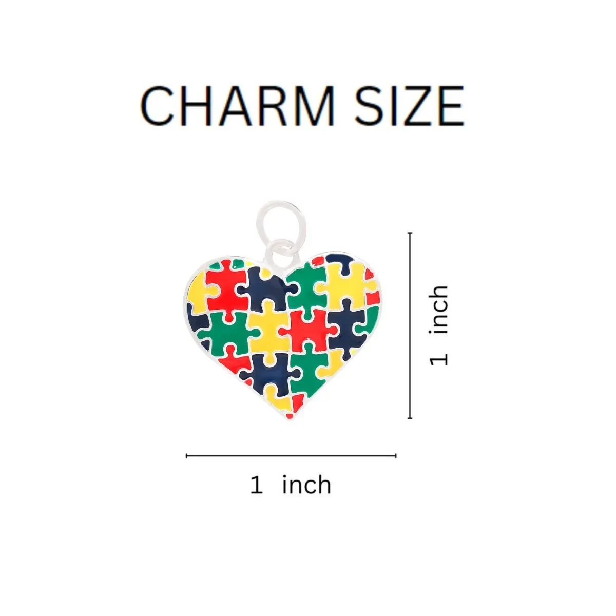 Autism Colored Puzzle Piece Heart Charm Silver Rope Bracelets