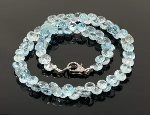 Azure Topaz Elegance Necklace with Dazzling Diamond Clasp - 17.25” Timeless Charm
