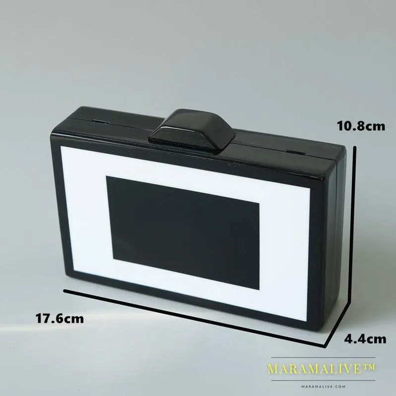Black And White Acrylic Evening Bag - Classic Portable Handbag