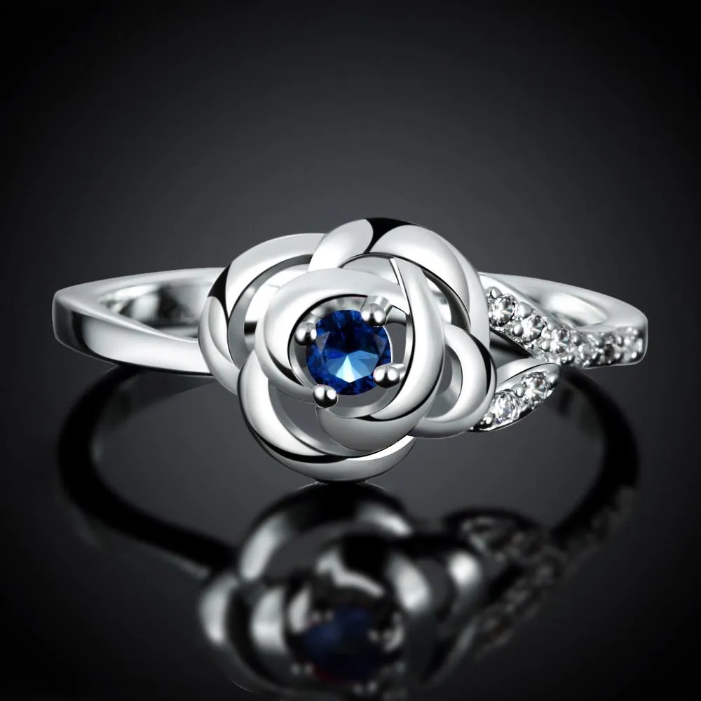Blue  Elements Mini Floral Petal Sleek Ring