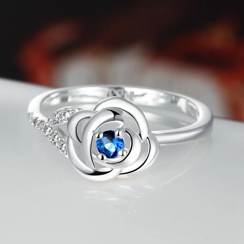 Blue  Elements Mini Floral Petal Sleek Ring