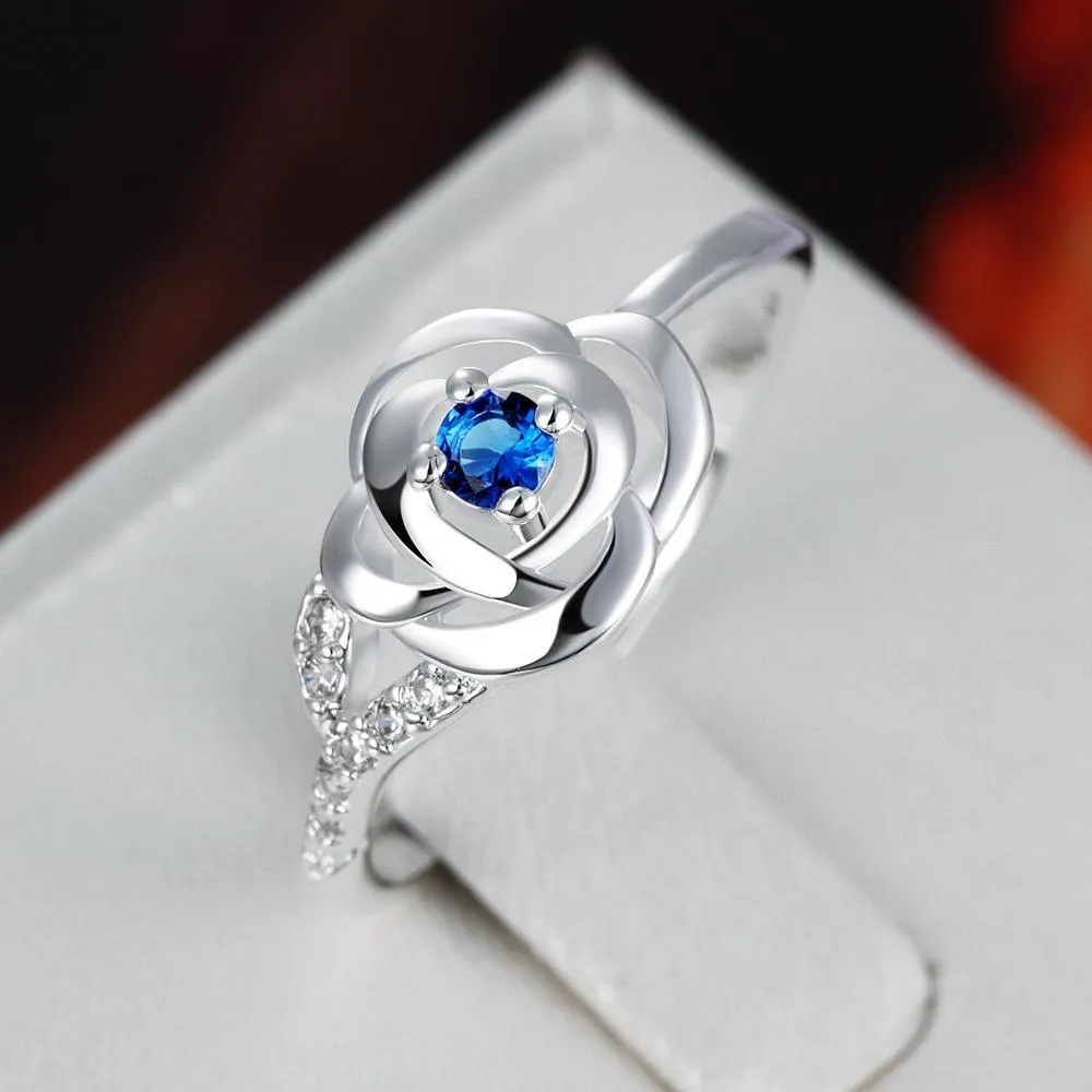 Blue  Elements Mini Floral Petal Sleek Ring