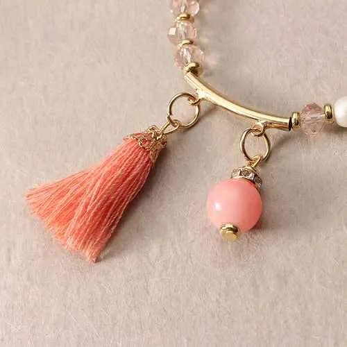 Bohemian Tassel Pendant Multilayer Colorful Bead Bracelet Jewelry for Women
