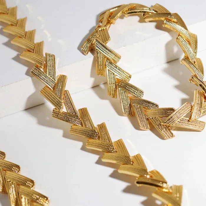 Bold Look V Chain Necklace n Bracelet