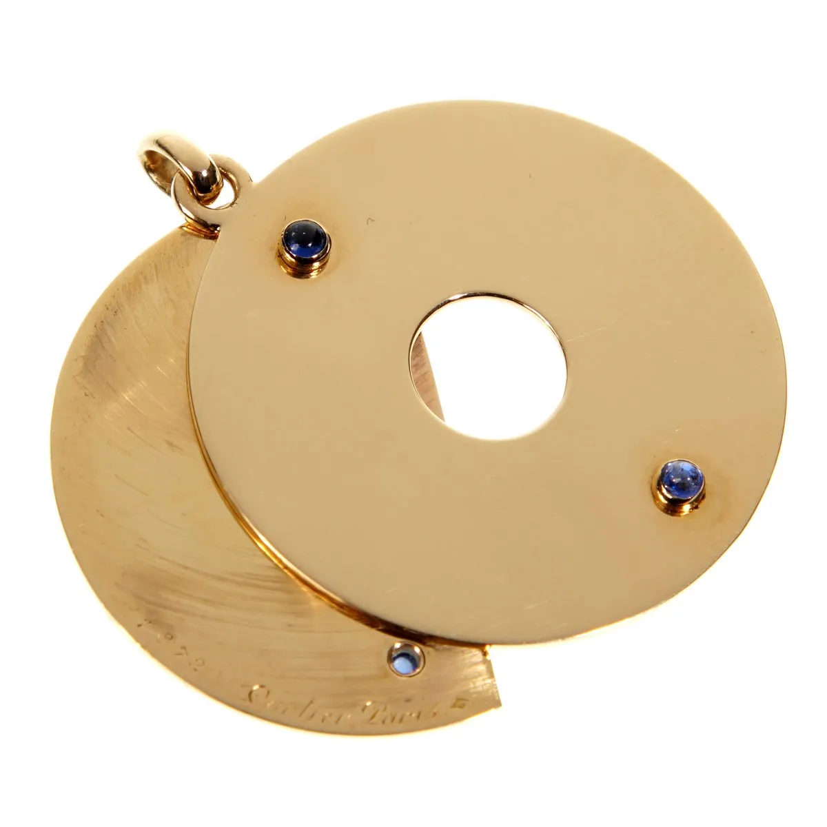 Cartier Paris Cigarillo Cutter Sapphire Yellow Gold Pendant
